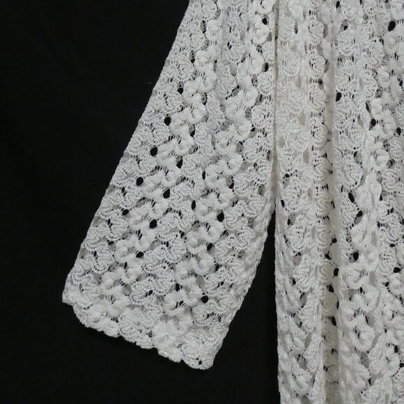 SOUTHERN LADY | medium | Cream Crochet Open Front 3/4 Sleeve Cardigan - Picture 6 of 16
